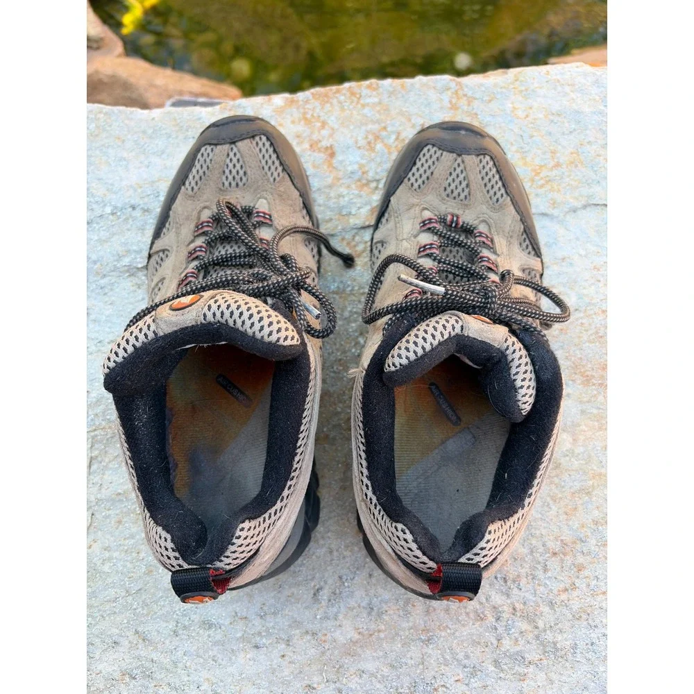 Merrell Moab Continuum Hiking Shoes Mens 7 Brown Low Top Vibram J86323‎